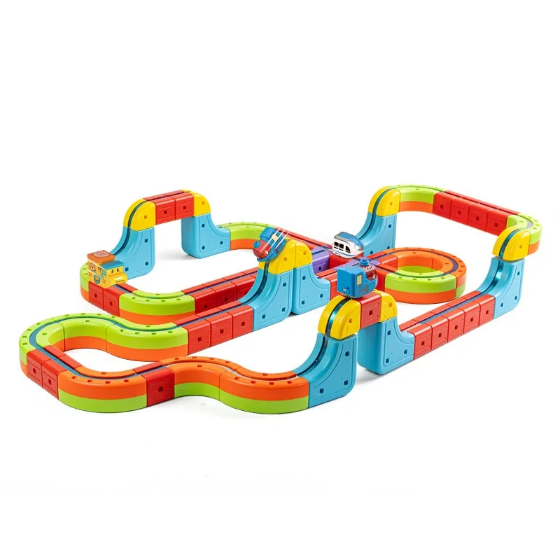 핫 세트 반중력 자기 트랙 기차 세트 유연하고 변화 가능한 매직 레일카 전동 조립 장난감 어린이 크리스마스 선물