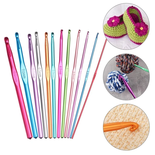 2-10mm Aluminum Crochet Knitting Needles Sewing Needles for Hand Crafts Bag  Sweater Metal Hook Weave Crochet Needles Accessories