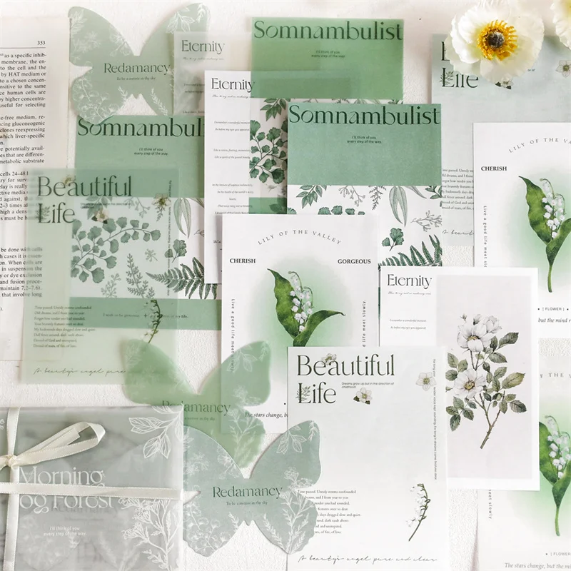 

15 pieces Material paper literature romance plants, flowers gift packaging hand curtains and basic decoration paper 6 models