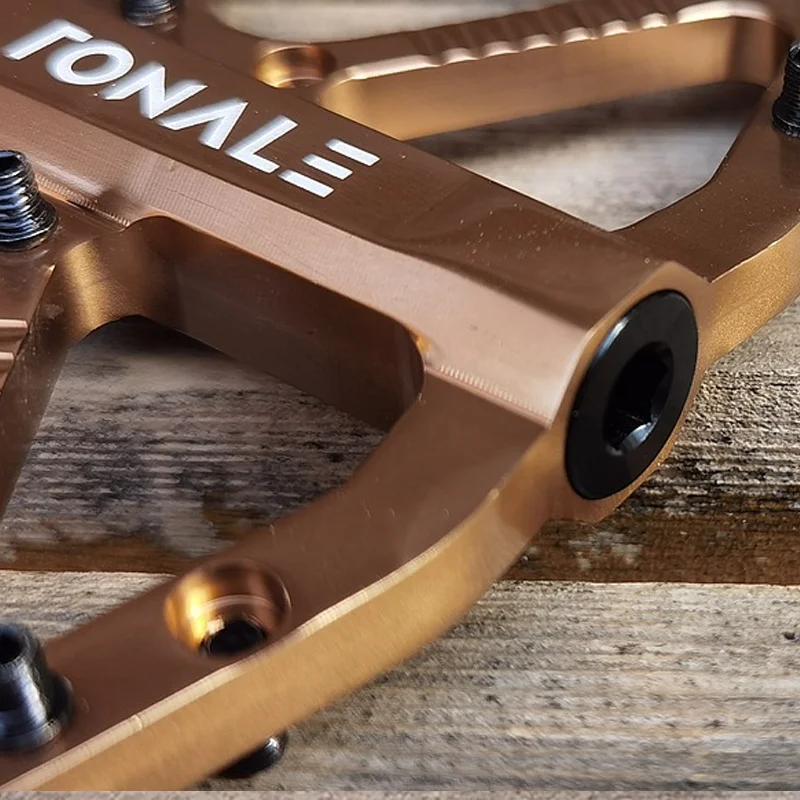 MTB-Fahrradpedale, braun, CNC-Aluminiumlegierung, poliert, 3-Lager-Pedal, Straße, Mountainbike, Dirt Bike, rutschfestes Fahrradpedal, hohe Festigkeit – Detail 9