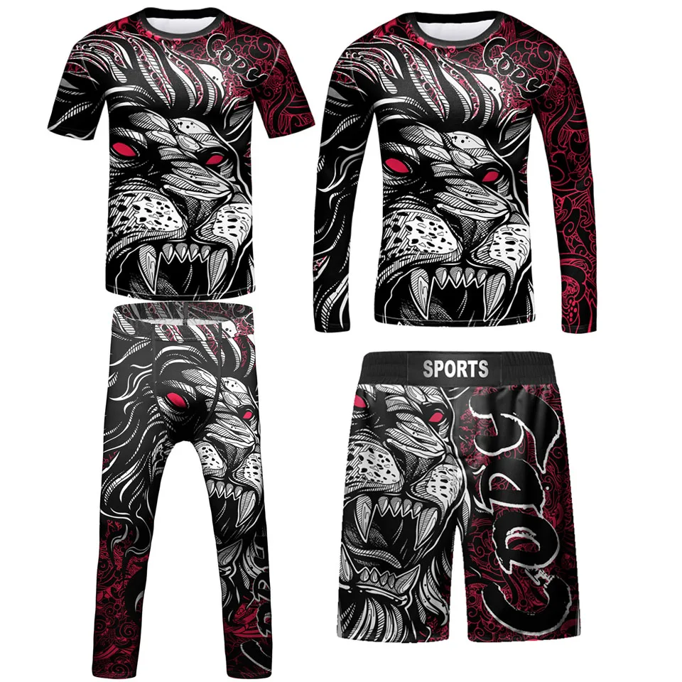 Rashguard MMA Kids Jiu Jitsu Tshirt Pants For Boy 4PCS Set Sports Apparel
