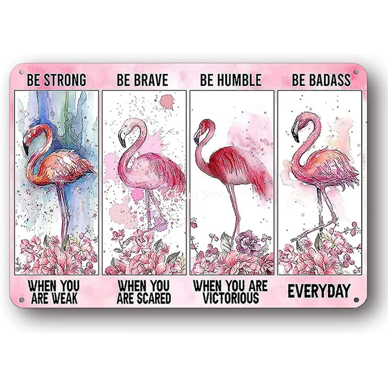 

Pink Flamingos Wall Art Motivational Quotes Wall Artwork Wild Animals Painting Mordern Decor Bedroom Tin Sign Ready