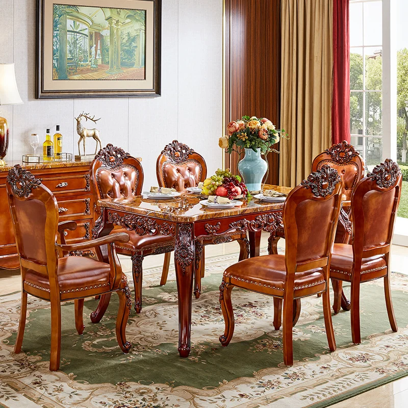 

Обеденный стол из массива дерева, обеденный стол, мраморный стол, домашний роскошный стол с шестью стульями, комбинированная Обеденная Мебель