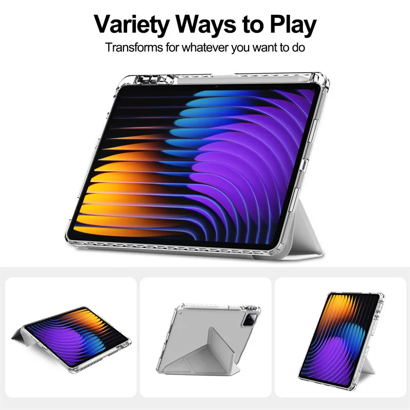 Clear Hard Acrylic Tablet Case with Pencil Holder and Stand Feature