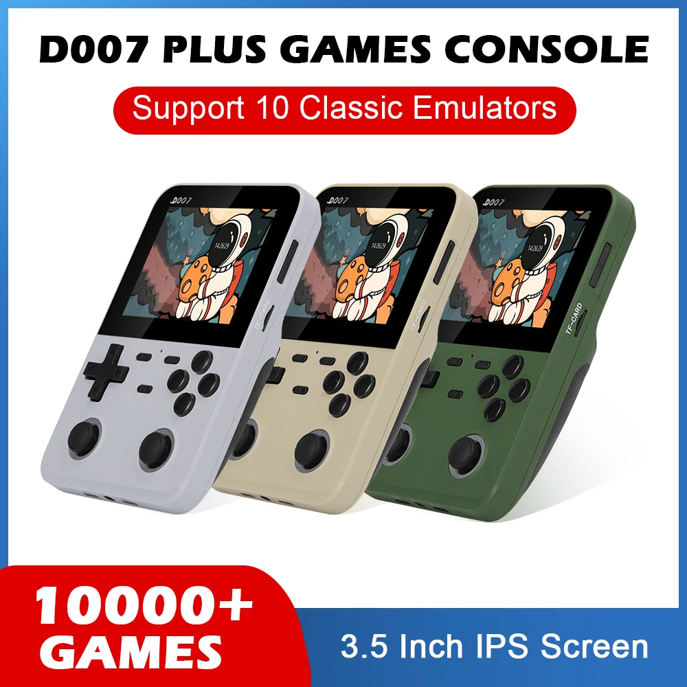 

D007 PLUS Video Game Console 3.5 Inches IPS Screen Handheld Game Players 10000+ Gaming Retro Devices Portable Electronic Console