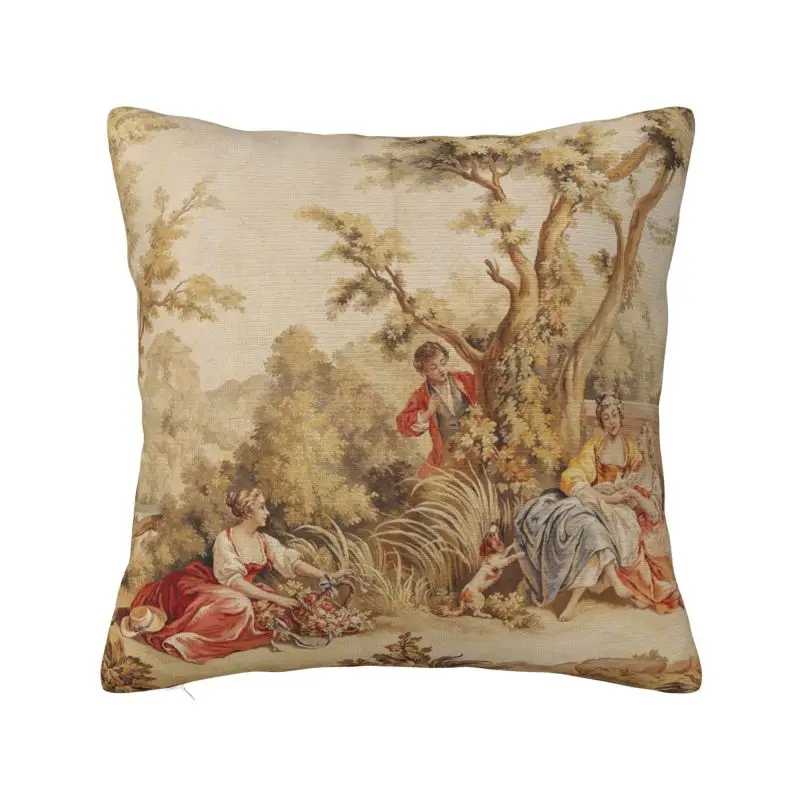 

Modern Aubusson Tapestry French Cushion Cover for Sofa Soft European Floral Flowers Throw Pillow Case Decoration