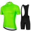 Fluorescent Green 2024 Solid color Men Short Sleeve Cycling Jersey Suits MTB Racing Bike Clothes Summer Bicycle Cycling Clothing 1