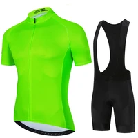 Fluorescent Green 2024 Solid color Men Short Sleeve Cycling Jersey Suits MTB Racing Bike Clothes Summer Bicycle Cycling Clothing 1