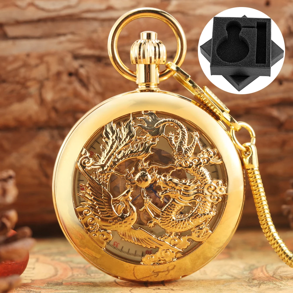 gold-copper-hollow-dragon-phoenix-design-men's-mechanical-self-winding-pocket-watch-luxury-antique-timepiece-fob-chain-gift-box