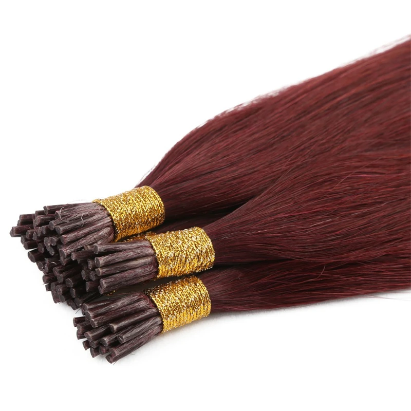 Top Quality Unprocessed I-tip Hair Pre-bonded Human Keratin Russian i tip human hair extensions 99 Straight I Tip Hair