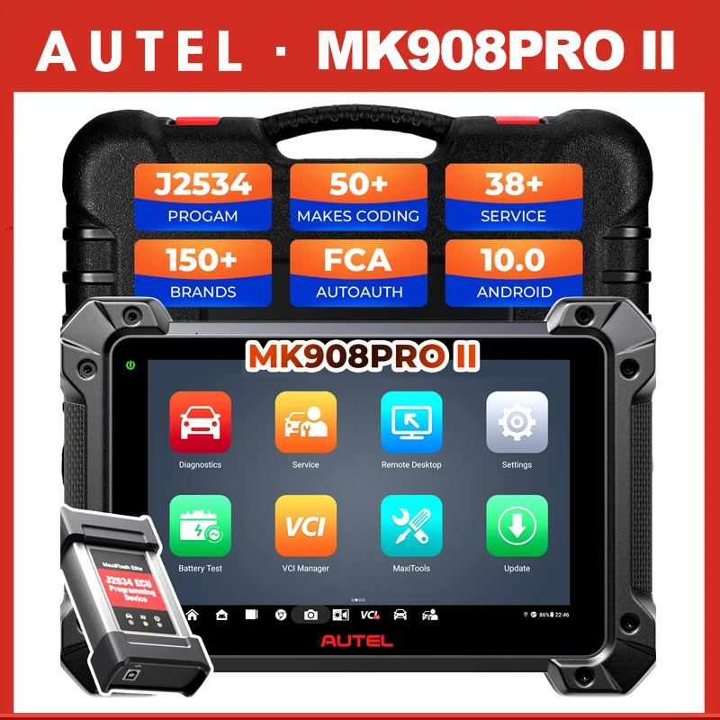 Autel MaxiCOM MK908PRO II Car Diagnostic Tools J2534 Programmer OBD2 Scanner ECU Programming Coding AutoScan 2.0