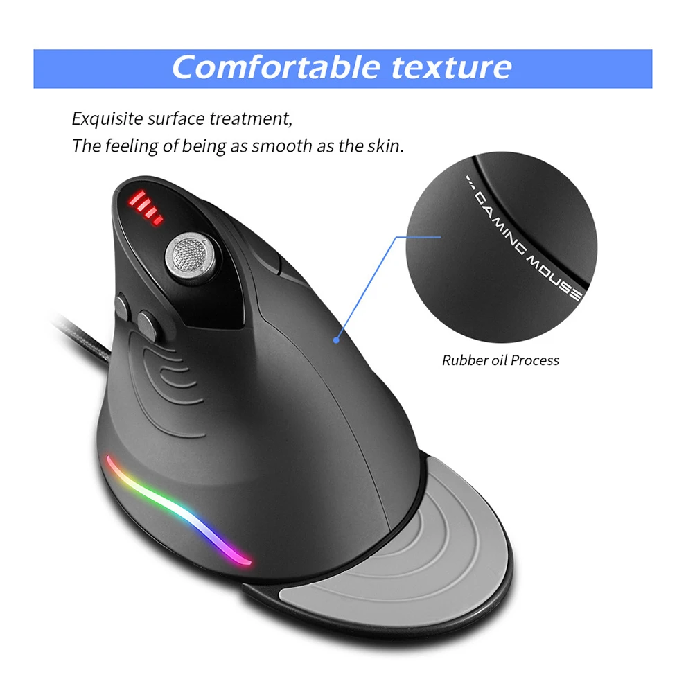 Bow Wired Gaming Mouse Programável 12 Botões Rgb Mouse para Gamer Desktop Laptop pc Ergonômico Vertical Mouse Joystick 10000dpi - Imagem 5