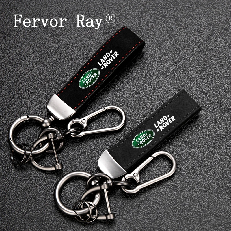 

Leather Car Emblem Keychain Key Ring High Quality Metal Keyring For Land Rover Discovery Range Rover Freelander Velar Defender