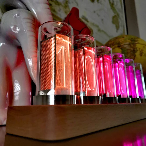 Nixie Tube Clock Led Table Glow Tube Clock Wood Digital Watch RGB Electronic Desktop Alarm Clocks RGB  