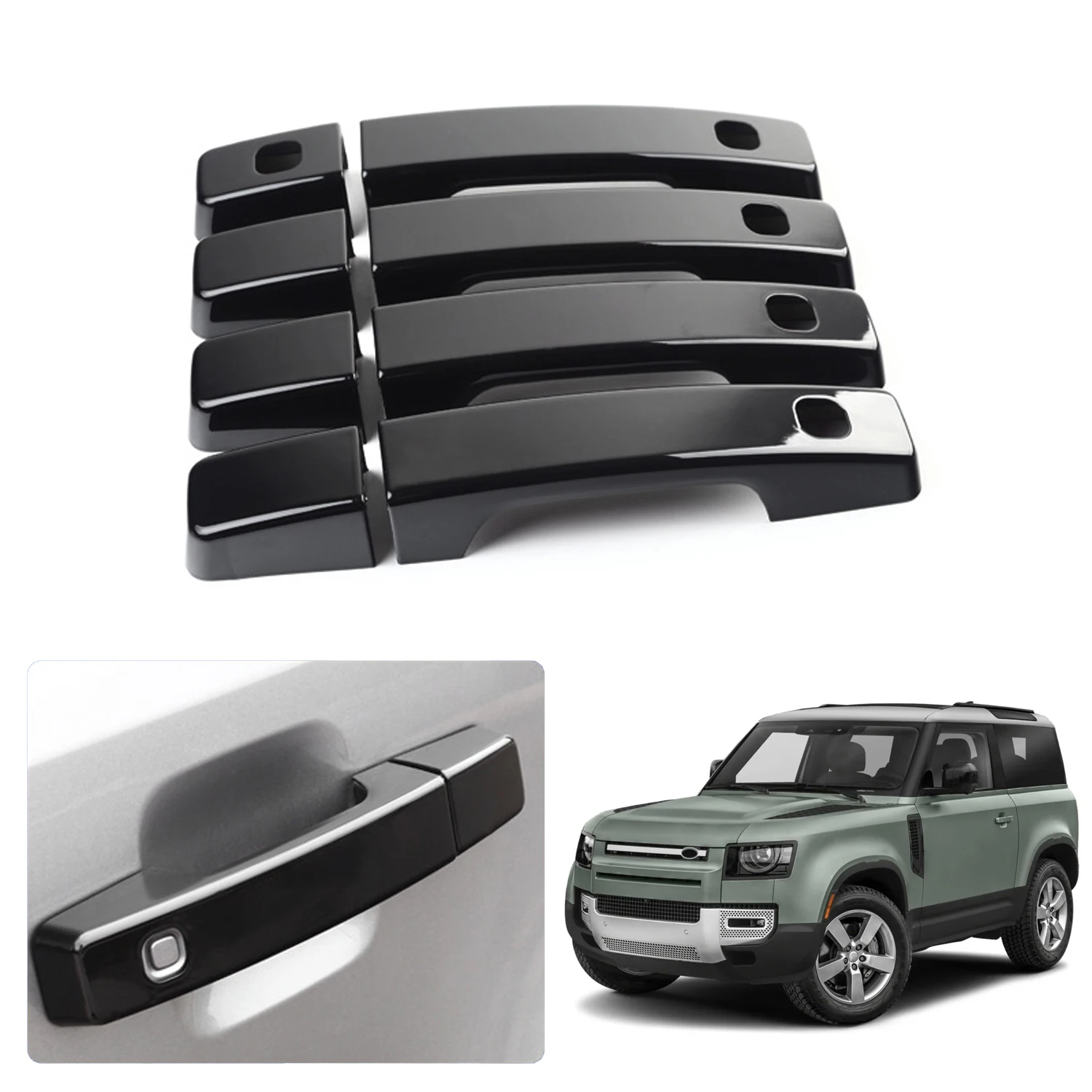 

for Land Rover Defender 90 110 2020-2023 Glossy Black Exterior Door Handles Cover Trim ABS Car Accessories