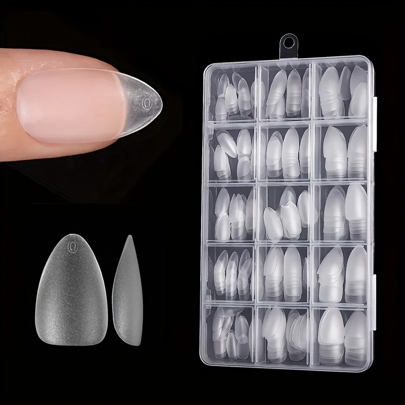 330 Short Almond Nail Tips Boxed Upgraded Matte Gel Nail Stickers Without File Pre-Shaped Full Coverage of Short Almond Nails