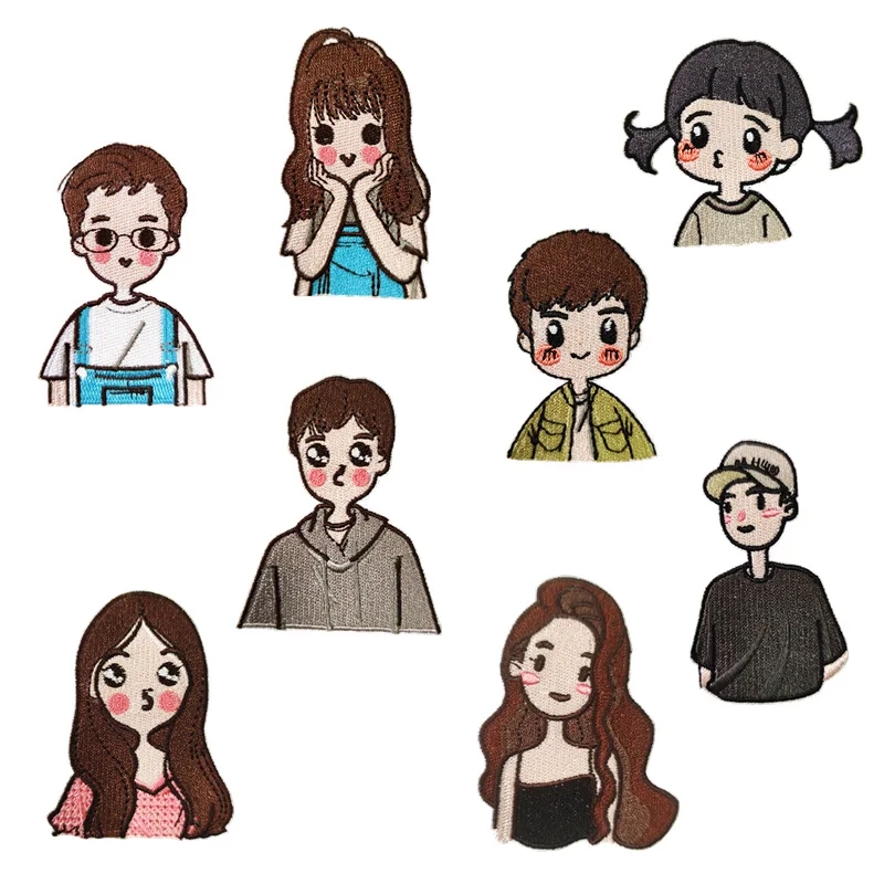 

Нашивки с героями мультфильмов аниме парные персонажи для одежды, женская, вышивка, аксессуары для одежды, логотип «сделай сам», Приклеивание утюгом, шитье