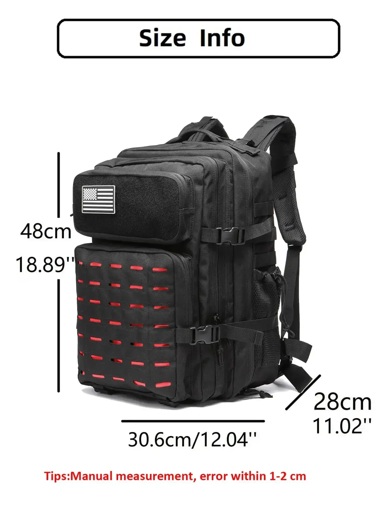 50L Sturdy  Tactical Backpack Bag Hunting MOLLE Backpack GYM Backpack Outdoor Hiking Rucksack Witch 2 Bottle Holders 3