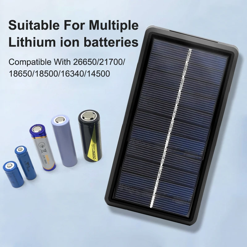 18650 Battery Charger Multi Munctional Solar Type C Intelligent Lithium Battery Holder For 18650 Boxs Power Bank Cases
