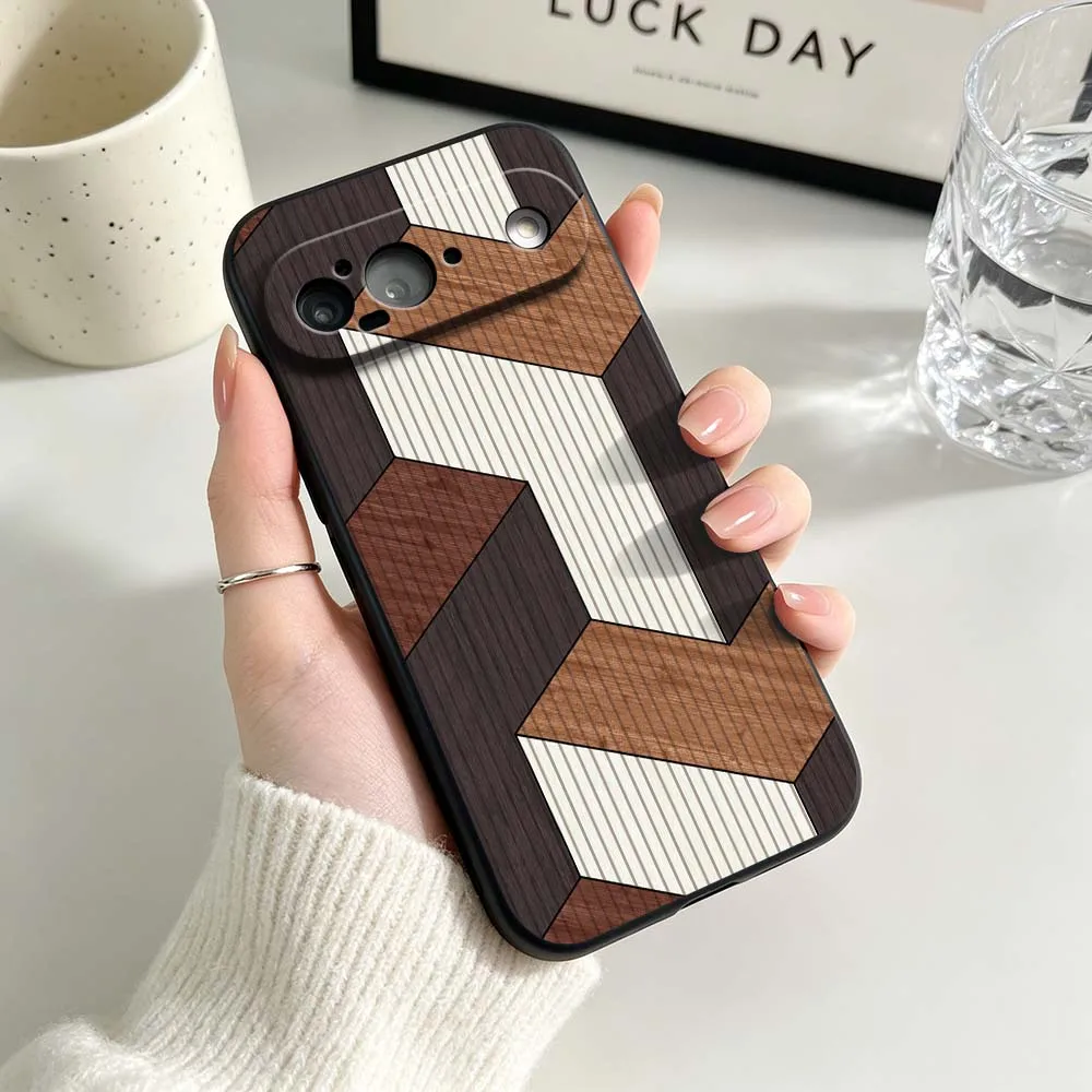 Vintage Wood Grain Pattern Black Soft Silicone Phone Case
