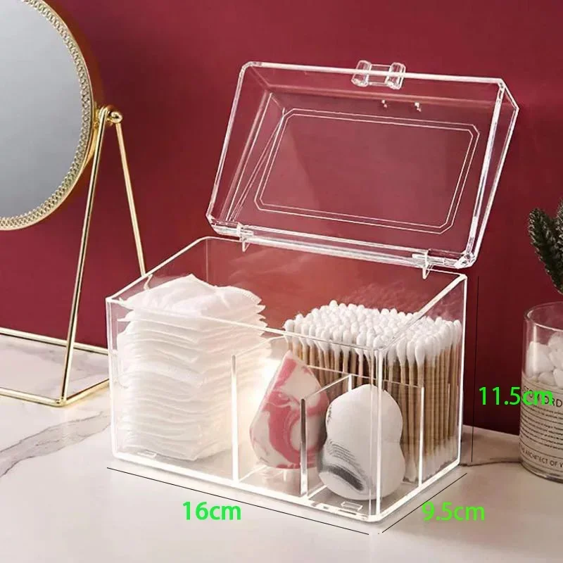 Dustproof Plastic Makeup Organizer Bathroom Cotton Pads/Swab/Beauty Blender Storage Box Lid Lipstick/Nail Polish Organizer 2