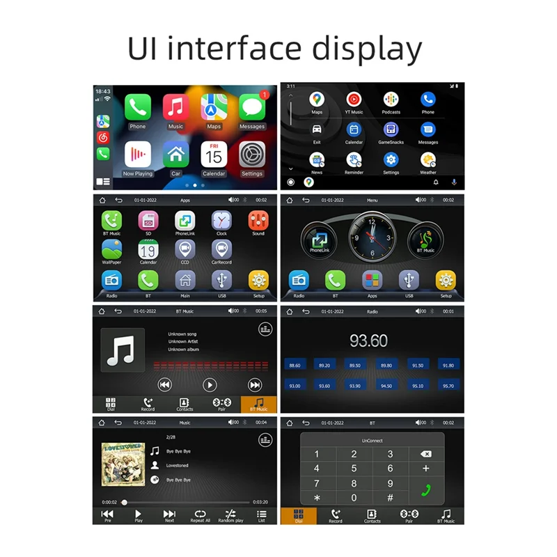 

Car Stereo Wireless Carplay and Android Auto, 7 Inch Touchscreen Car Audio Bluetooth, Mirror Link, Reversing Camera,