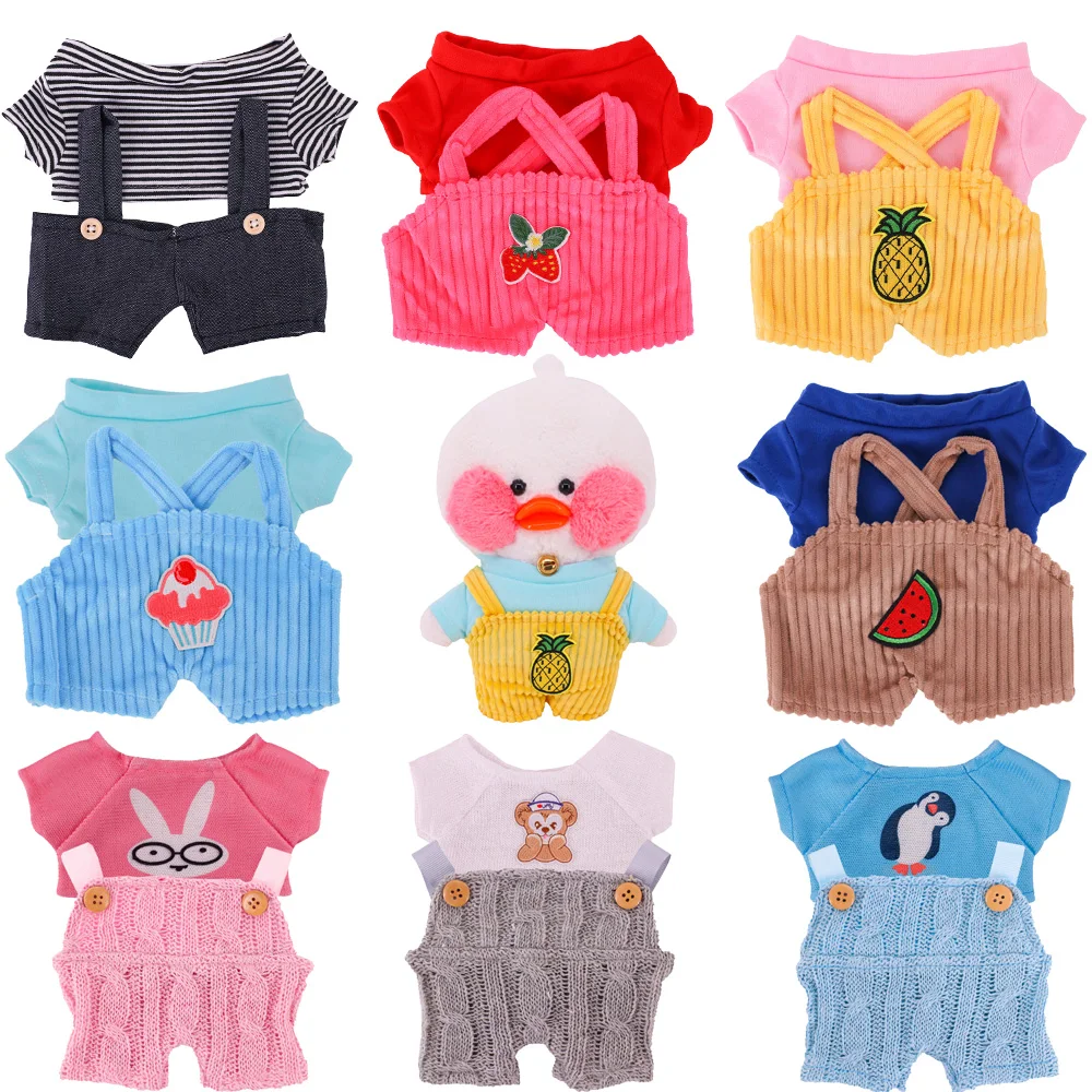 2 Pcs/Set T shirt + Pants Overalls Corduroy/Knit Duck Clothes Accessories For 30 Cm Lalafanfan