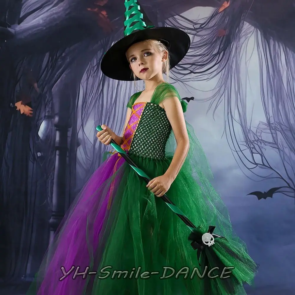 Novelty Halloween Children's Costumes witches Cosplay Costume Kids Tutu Wizard Suit Hats Dance For Girls Special Use