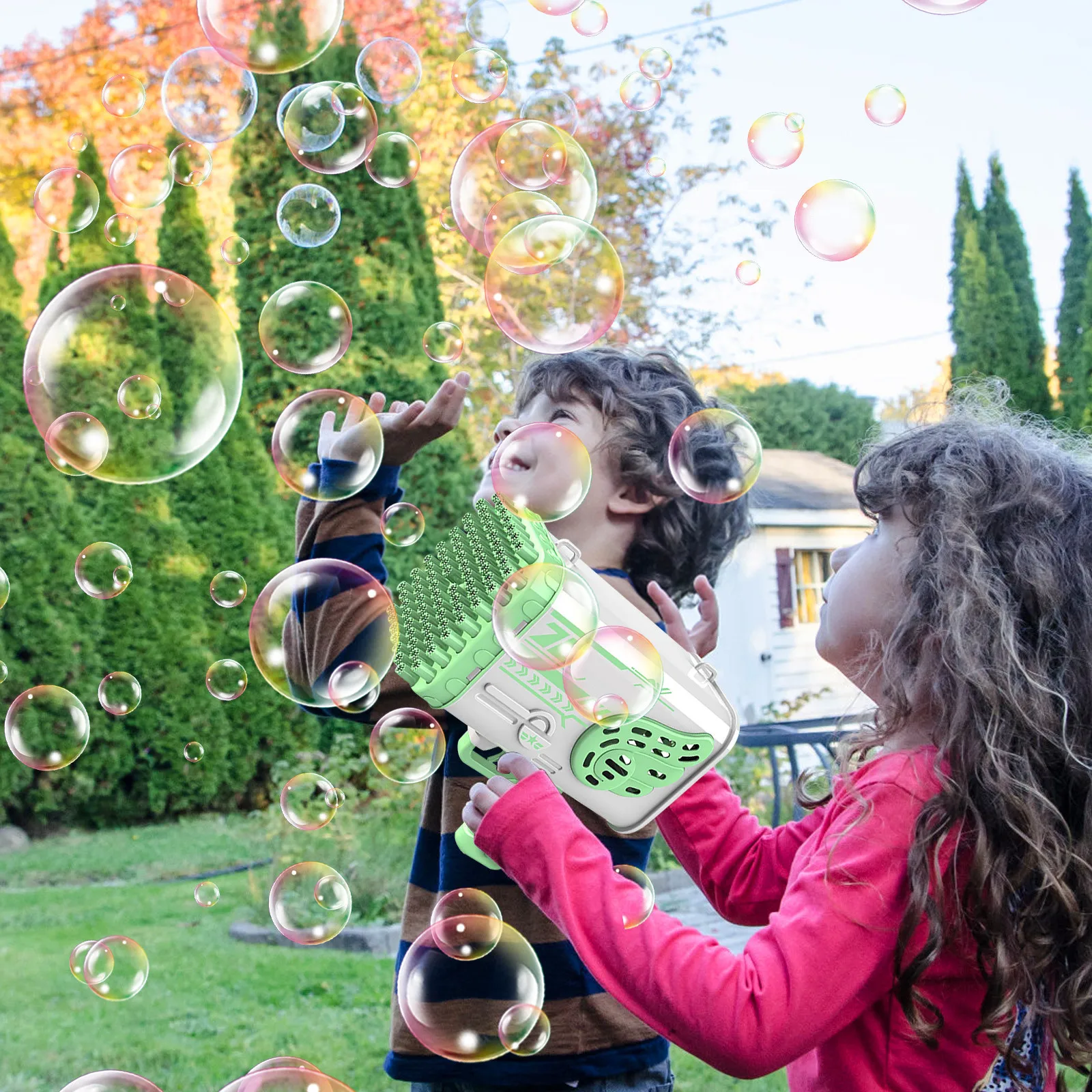 Bubble Gun Toys Outdoor Big Bubble Machine Macchina A Bolle Porose Giocattolo Soft Colorful Light Outdoor Play Girl Toys