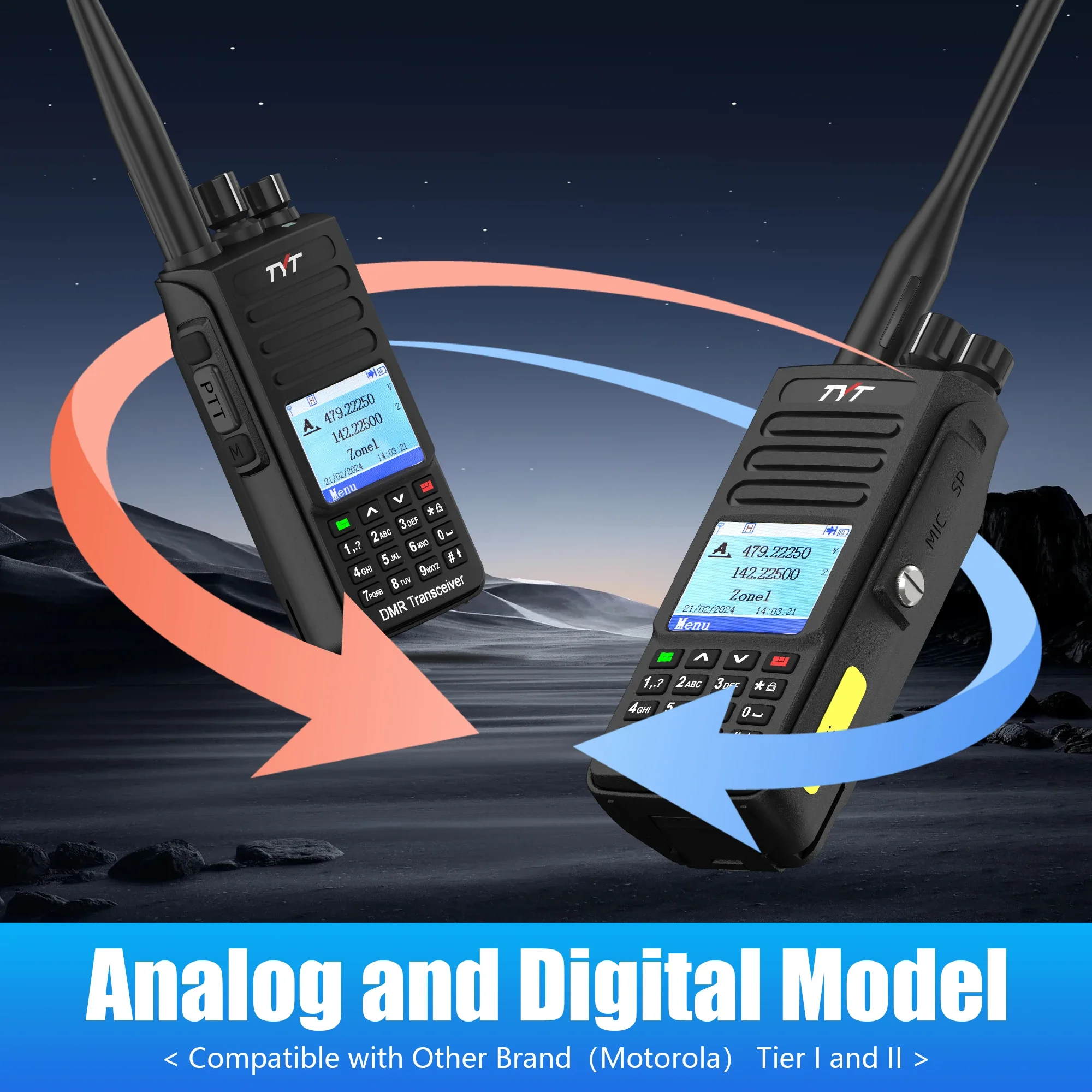 TYT MD-UV390 Plus Walkie Talkie 3600mAh 10W Type-C Charging GPS AES256 Encryption IP67 Waterproof DMR Digital Radio MD-UV390 390 6