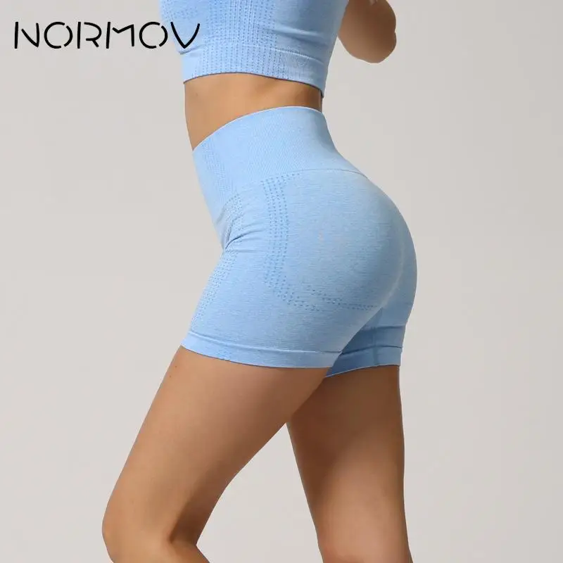 

NORMOV Seamless Gym Shorts Women Solid Yoga Shorts Female Raises Butt Women's Cycling Shorts Sports High Waist Fitness Shorts