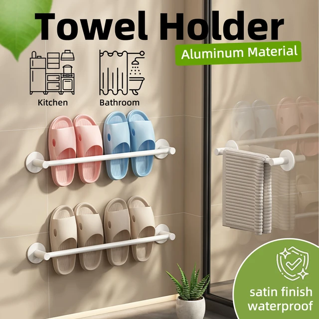 White Movable Towel Holder Wood Bathroom Towel Hanger Waterproof Towel Bar Rack  Shelf Accessories Shelf Kitchen Storage Rack - AliExpress