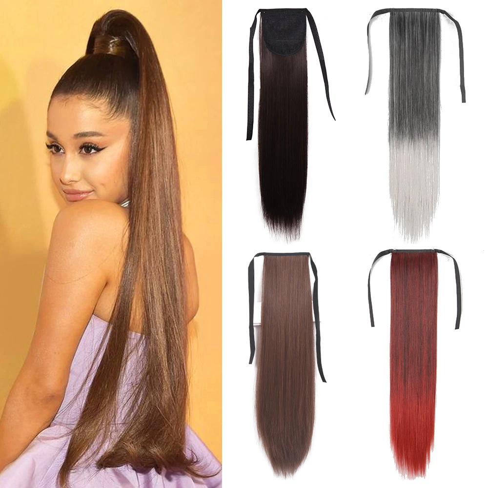 Synthetic Hair Tail False Hair 22" Ponytail Straight Clip Hairpiece With Hairpins Pony Tail Extensions For Women
