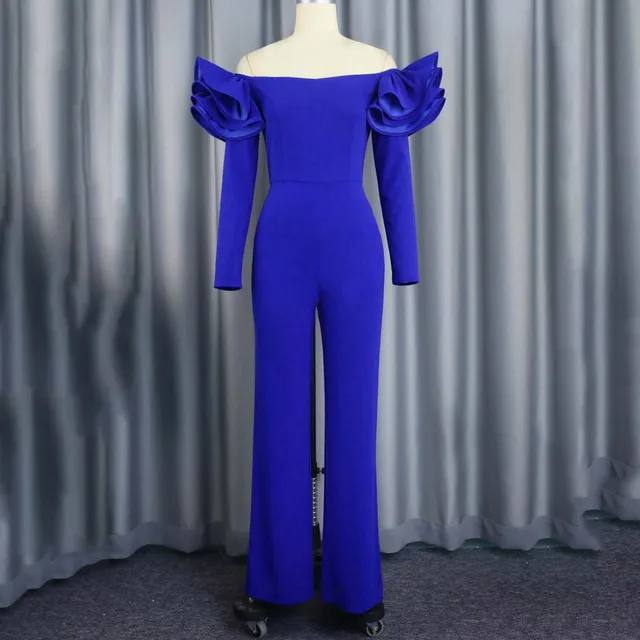 Elegant Royal Blue Off the Shoulder Jumpsuit 2