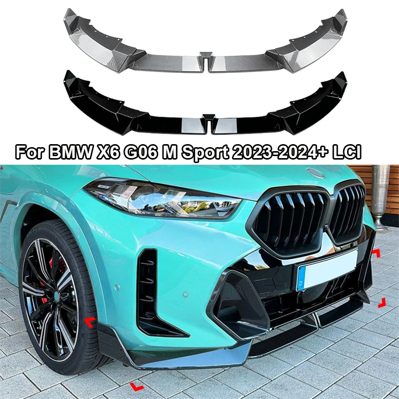 

Lower Front Bumper Chin Lip Kit Spoiler Splitter ABS Canard Lip For BMW X6 G06 M Sport 2023 - 2024+ LCI Splitter Deflector