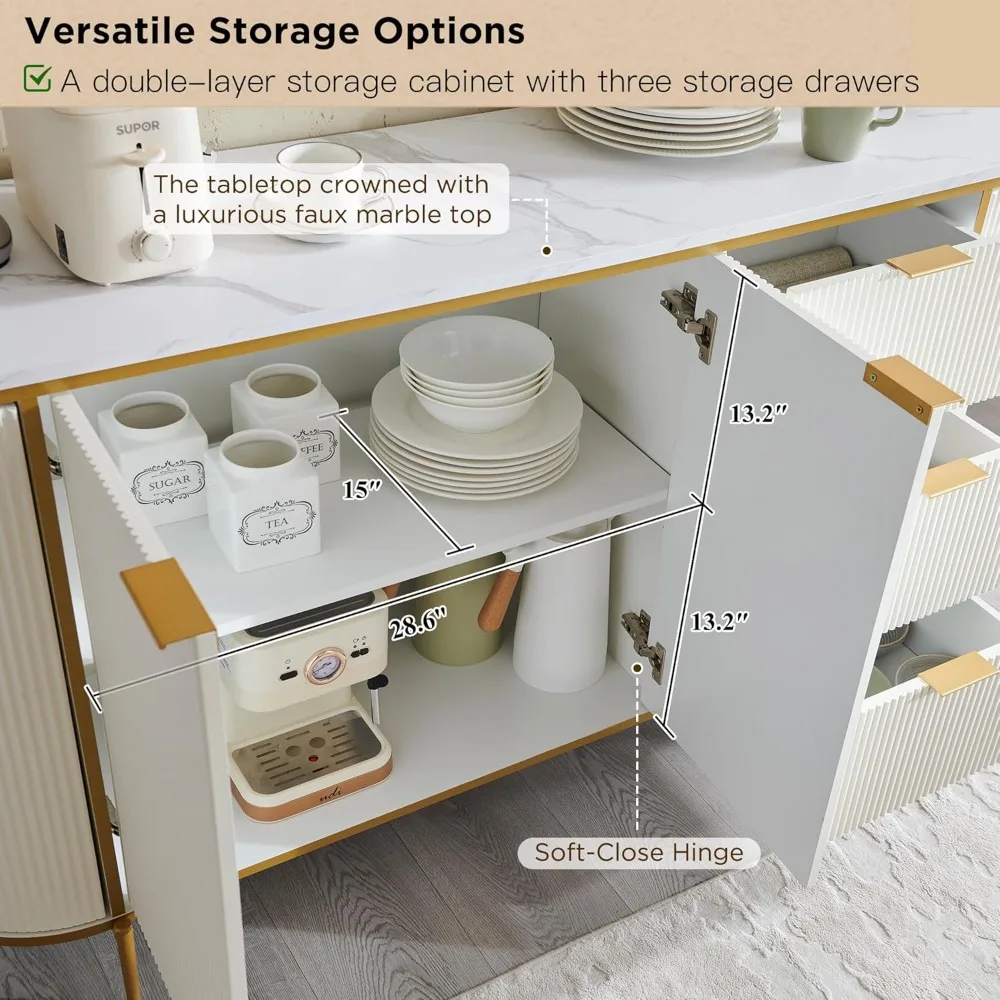 Modern 60" Buffet Table Coffee Bar Wine Bar Storage Console Cabinet, Accent Table for Dining Room, Living Room 3
