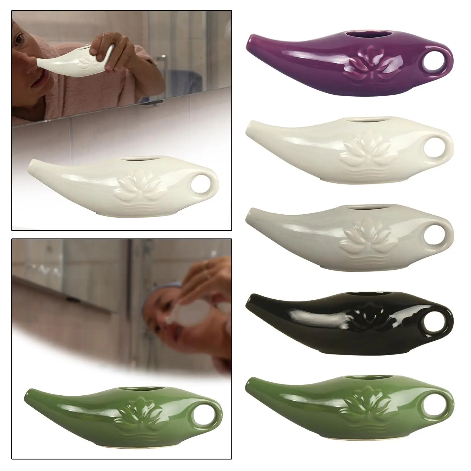 Ceramic Neti Pot Travel Portable Nasal Cleansing Pot Removes Dust Nasal Cleansing Nose Washing Rinsing Men and Women