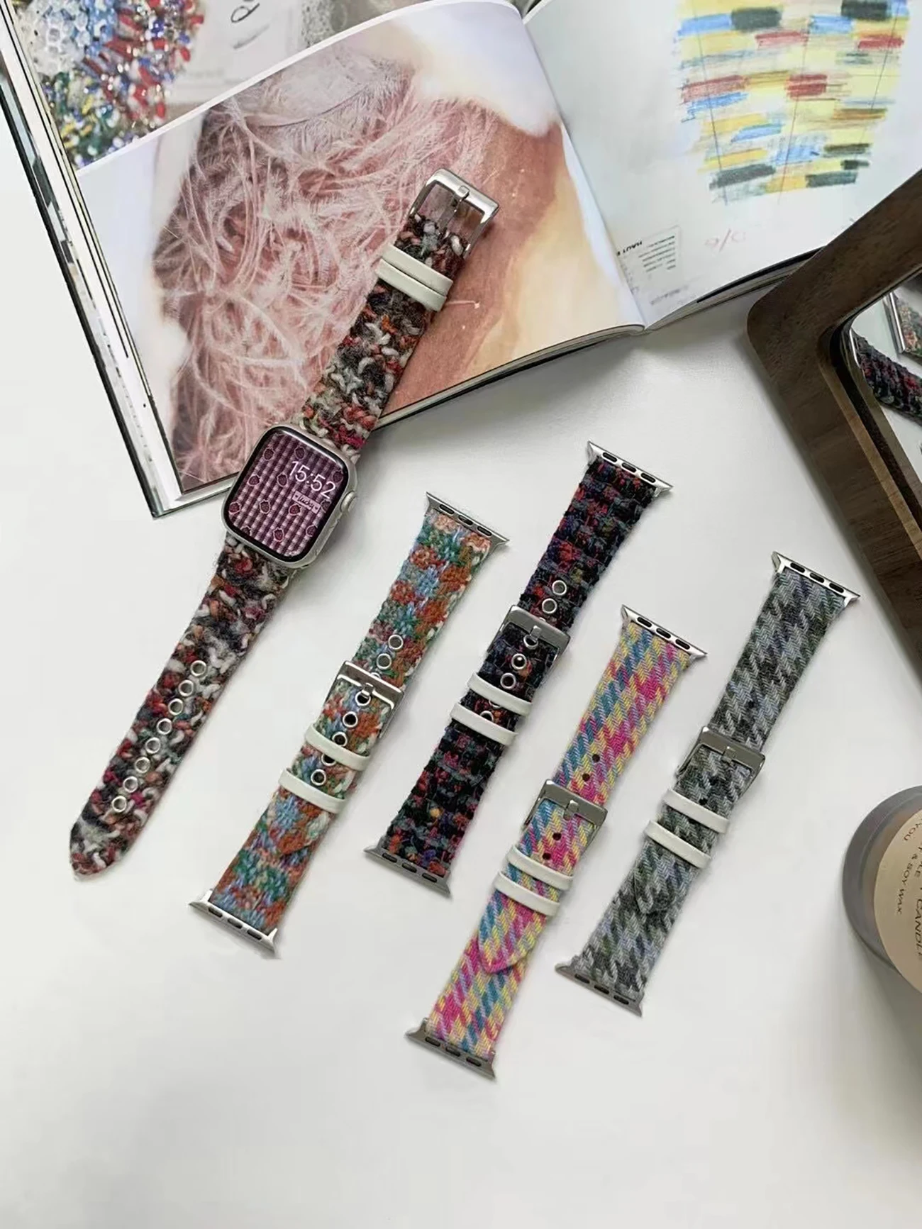 

Ремешок из теплой шерстяной ткани для Apple Watch Series 9 ultra 8 7 6 5 SE 4 3, браслет для iWatch 49 мм 45 мм 44 мм 42 мм 41 мм 40 мм 38 мм