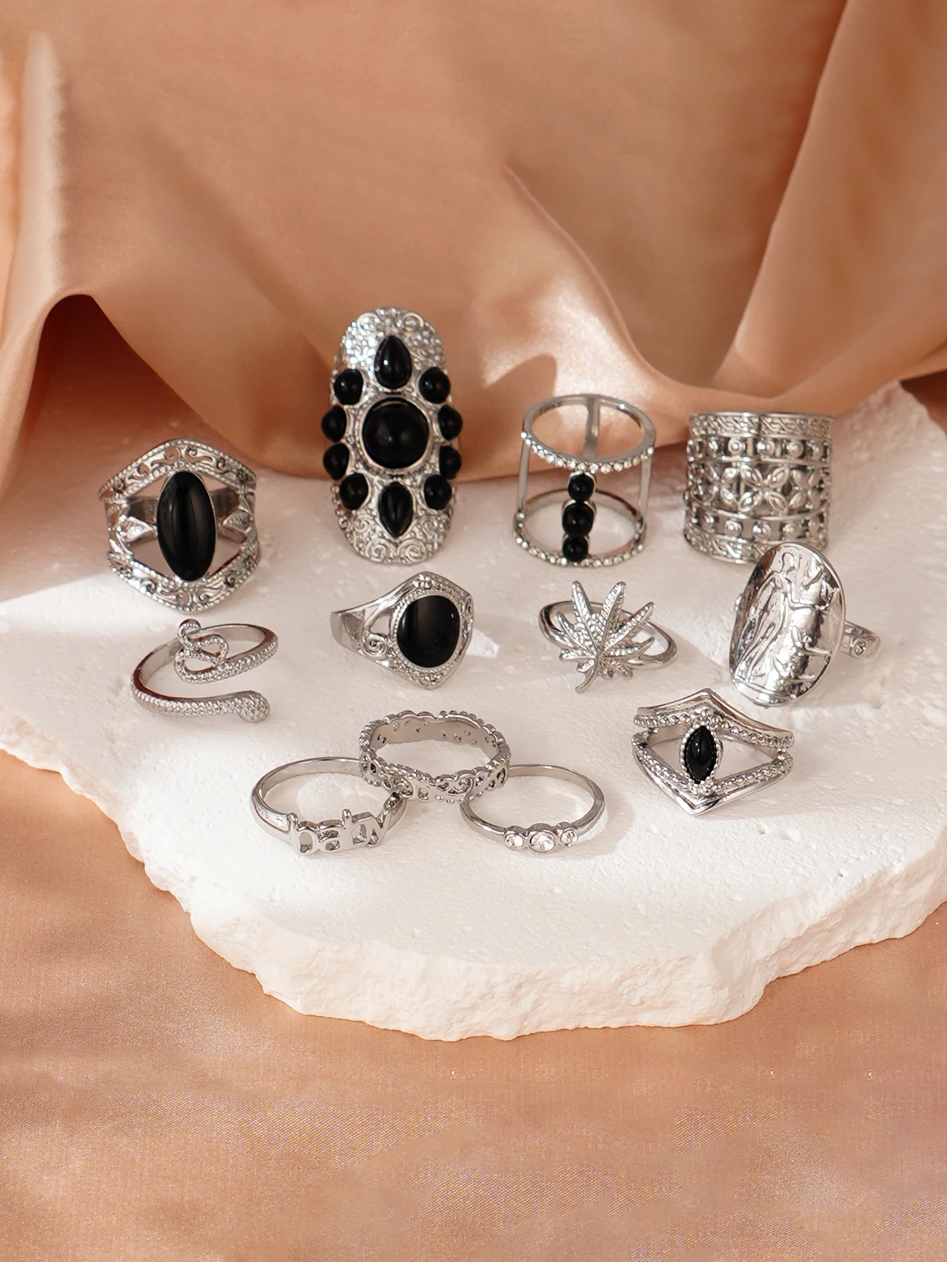 12pcs Style Ring Set for Womens Daily Gift