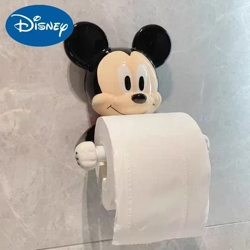 

Симпатичная креативная полка DisneyMickey Mouse для туалета и ванной комнаты, мультяшная безперфорированная туалетная бумага, настенный бумажный керамический ролик