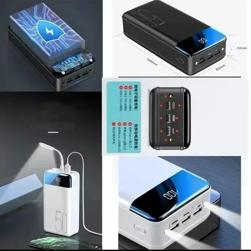 Power Bank Xiaomi 200000mAh Wireless 120W Fast Charge Portable Three Outputs Large Capacity for iPhone Huawei Samsung
