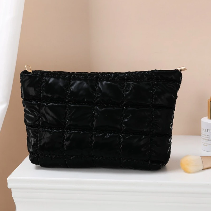 Women Simple Bubble Cosmetic Handbag Travel Organizer Makeup Lipsticks Cotton Pouch Fashion Large Capacity Zipper Bag For Girls