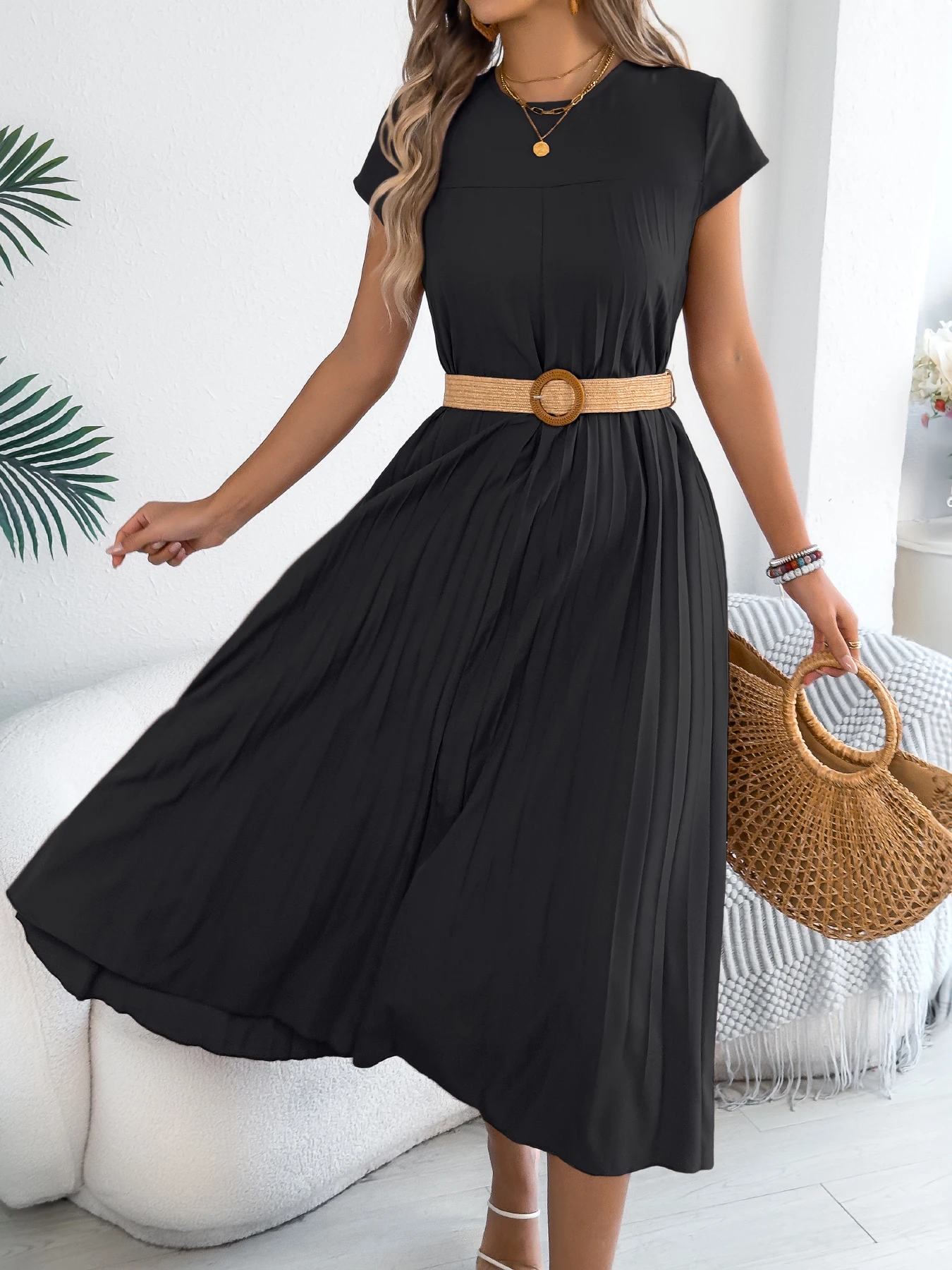 Women Solid Color Maxi Dress Spring Summer