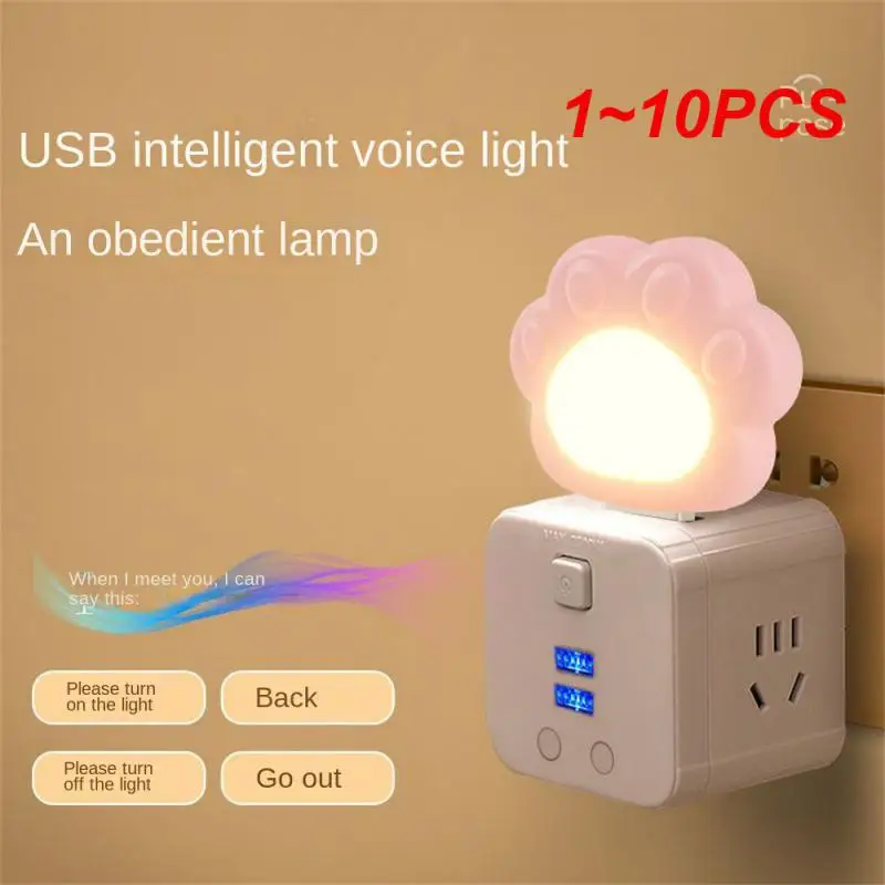 

1~10PCS Led Reading Light Small Three-color Night Lamp Bedroom Decor Bedside Lamp Brightness Home Decor Usb Voice Night Light