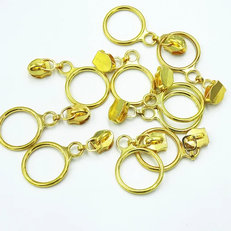 20pcs 5# Nylon Circle Zipper Puller Clothing Accessories Zinc Alloy luggage And Home Textile Puller zipper pullers