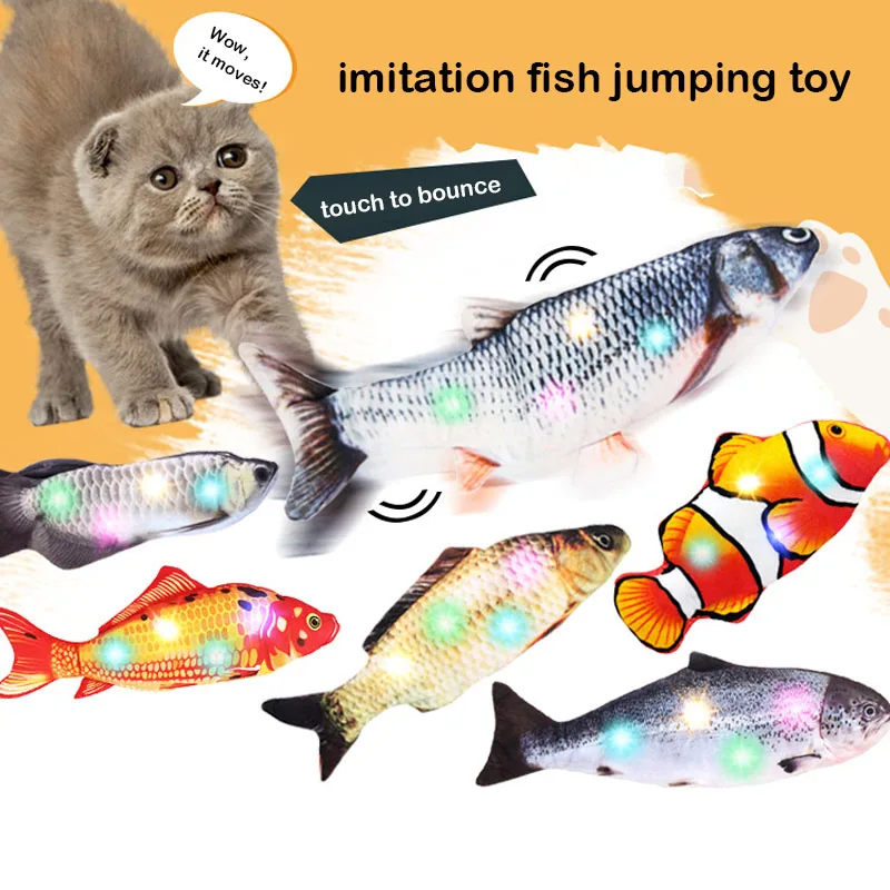 Electric Toy Simulation Fish Jumping Fish Toy Cats Playing Biting