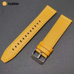 Premium Leather Smartwatch Band, 20/22mm - Elegant Wrist Strap Bracelet - 1pcs 22mm Watchband (Leather Yellow)