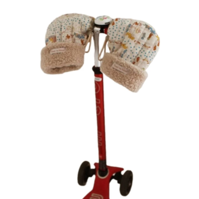 B2EB Cartoon Kids Scooter Gloves Children's Balanced Vehicle Plush Mittens Daily Warm