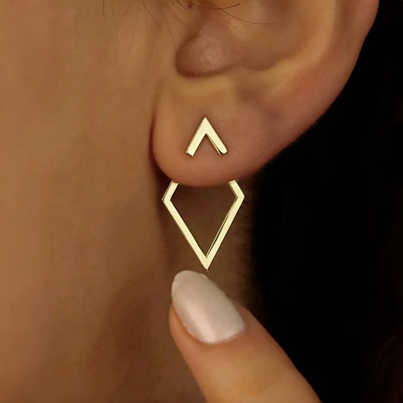 Geometric Earrings Geometric Rhombus Double Layer Combination Design Earrings For Women Simple Fashion Daily Accessory Party Jewelry Birthday Gifts