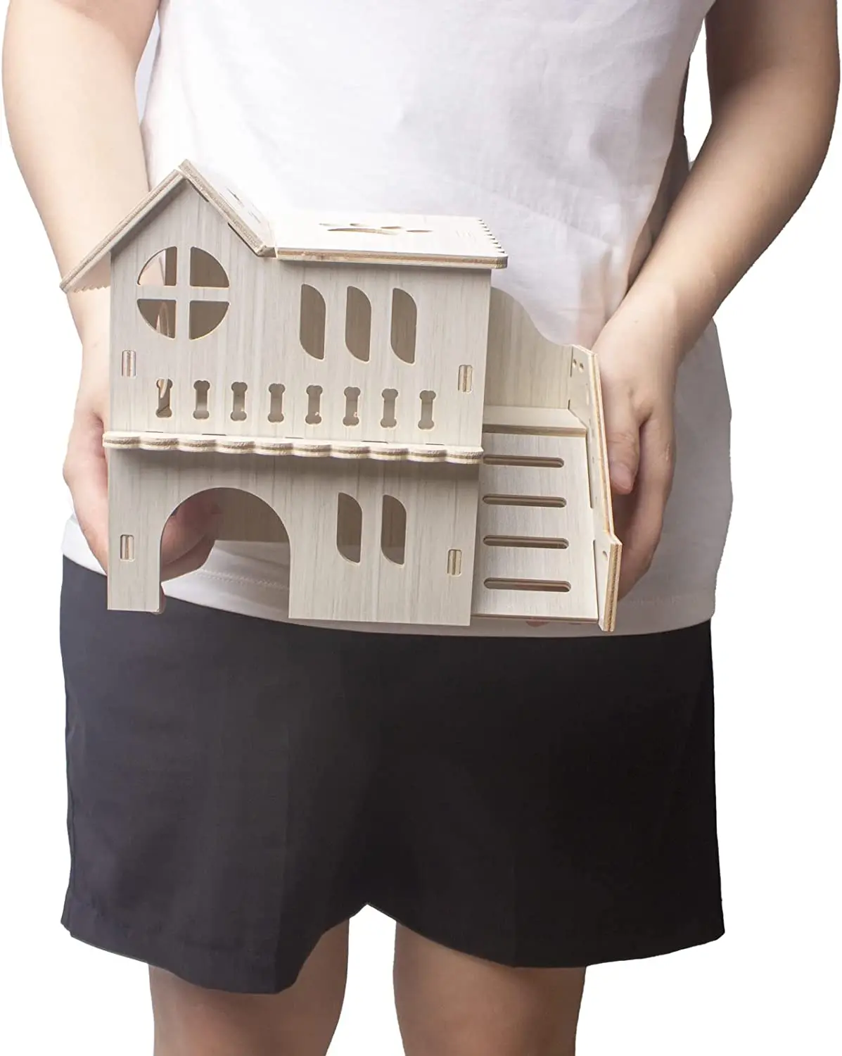 Dwarf Hamster House Diy Hamster Accessories Wooden Gerbil Hideout House And Canary Seesaw Pet Exercise Exercise Toy Set Cage